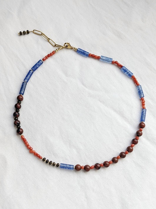 korale Choker z Kamieni Stal Szlachetna Kolorowy Naszyjnik Boho