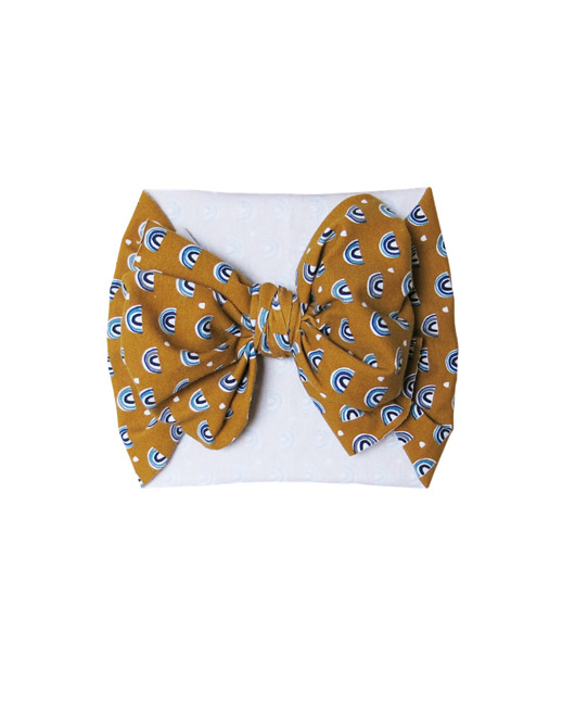 Opaska z dużą kokardą mustard rainbow Lilandia