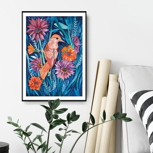 plakaty Autumn bird ilustracja drukowana