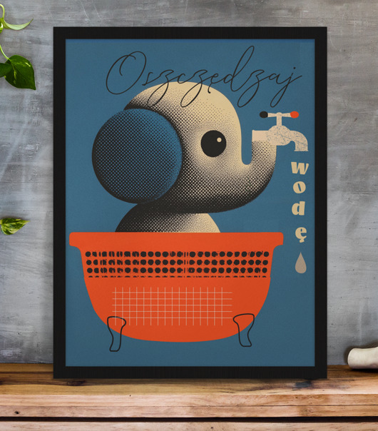 plakaty Plakat  oszczędny jak słoń , oszczędzaj wodę