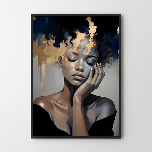 plakaty Plakat Woman Gold Wave - abstrakcja