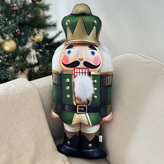 poduszki z grafiką Poduszka Świąteczna Dziadek Do Orzechów Zielony