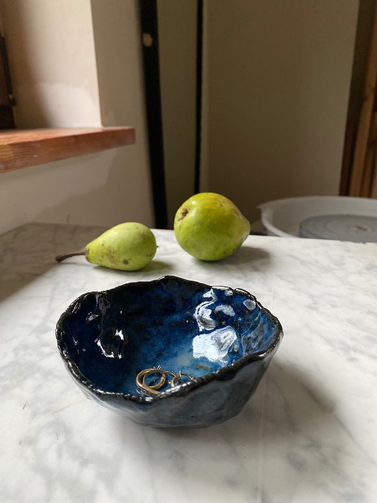 pojemniki na biżuterię Ceramiczna Miseczka Skorupka na Biżuterię Granatowa Cudo Oceanu