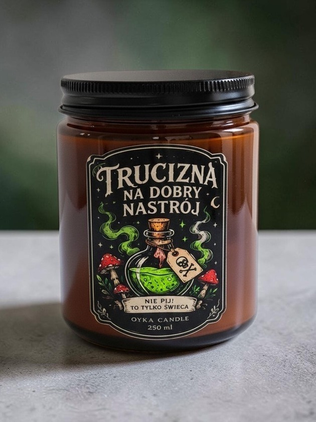 świeczniki i świece Świeca w słoiku zapachowa 250 ml Trucizna na dobry nastrój