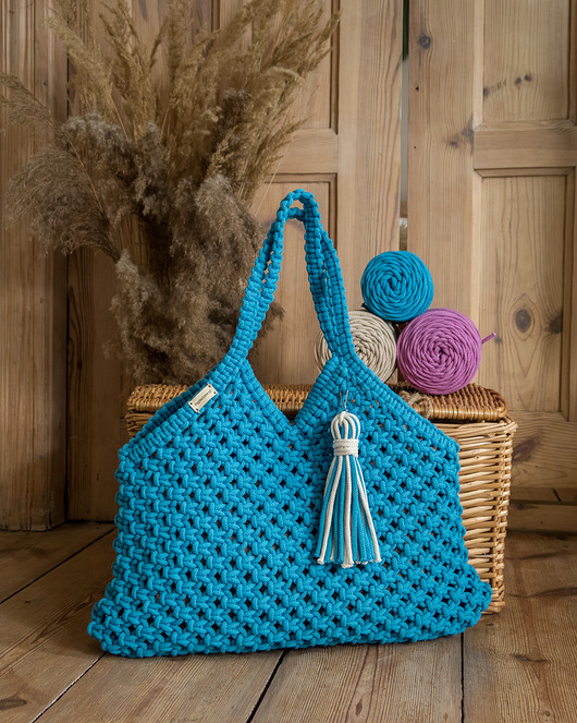 torby na ramię Makramowa torebka Beach Bag M lazur