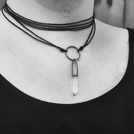 CHOKER Kryształ górski srebro - naszyjnik Q2157 RA
