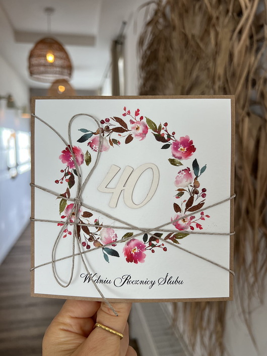 kartki scrapbooking Wyjątkowa kartka ręcznie robiona z okazji 40. rocznicy ślubu - czterdziesta r