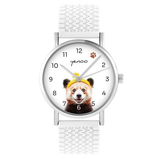 zegarki unisex Zegarek - Panda - silikonowy, biały