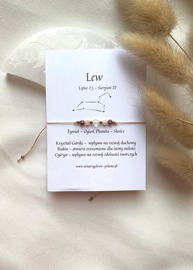 bransoletki z kamieni naturalnych Bransoletka zodiakalna Lew