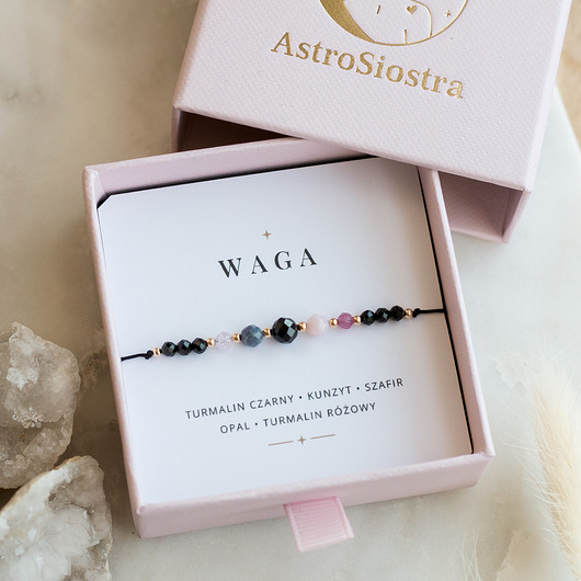 bransoletki na sznurku Bransoletka Waga Znak Zodiaku z Turmalinem