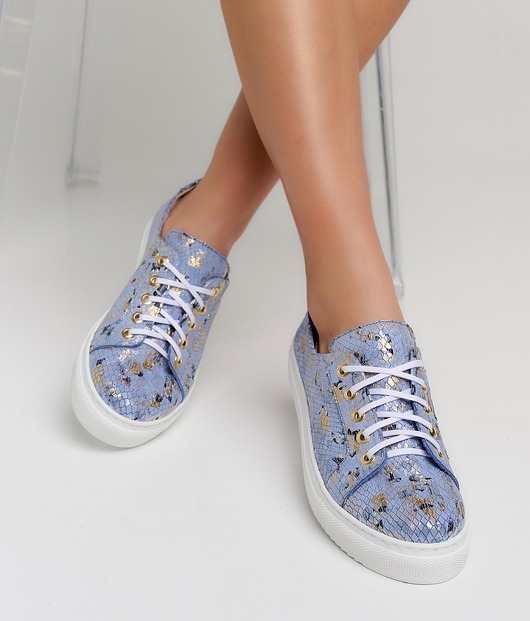 sneakersy damskie Sneakersy -  Trampki  skórzane    (6651)