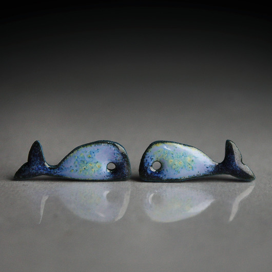 kolczyki ceramiczne Wieloryby/stal chirugiczna/
