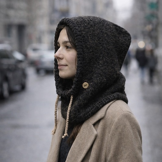 czapki damskie Balaclava kominiarka kaptur czapka 100% alpaka ręczna robota antracyt