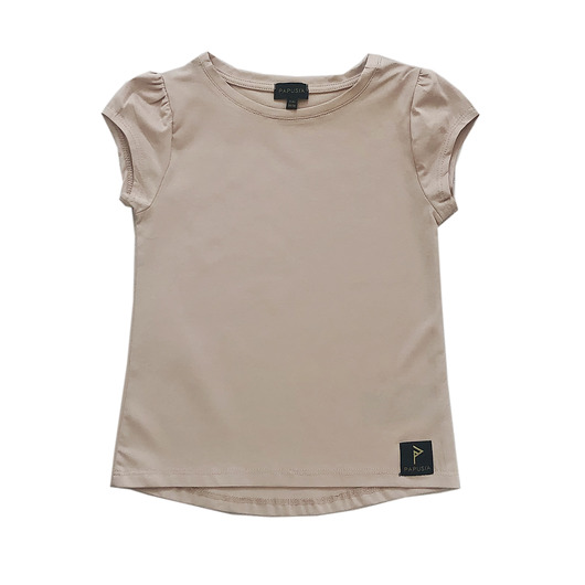 Piaskowy Tshirt z bawełny premium dla dziewczynki PAPUSIA