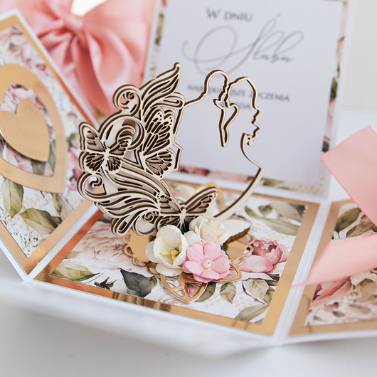 kartki scrapbooking Pamiątka ślubu, exploding box, pudełko