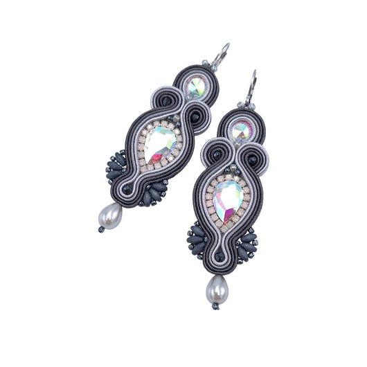 kolczyki soutache Kolczyki sutasz szare długie wieczorowe Orina