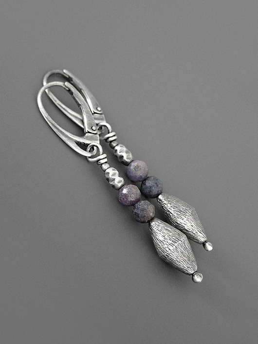 kolczyki srebrne Kolczyki szafiry, srebro