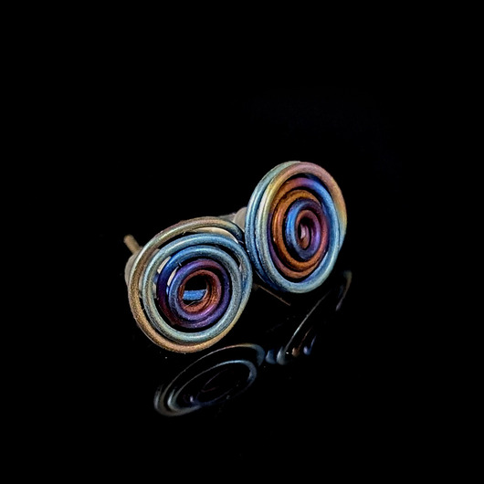 kolczyki wire wrapping Tytanowy wir