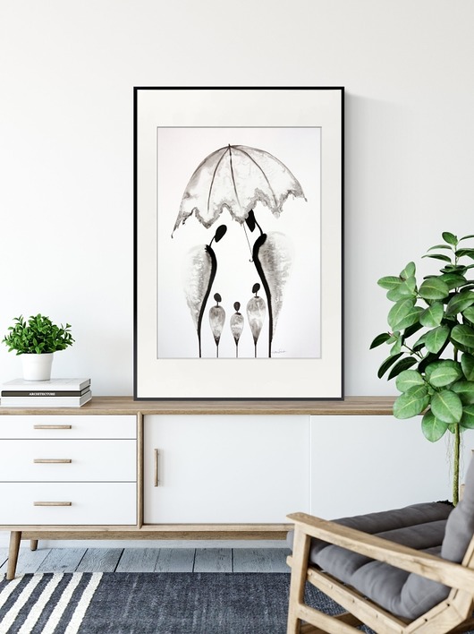 grafika 50x70 cm wykonana ręcznie, abstrakcja Krystyna Siwek Art