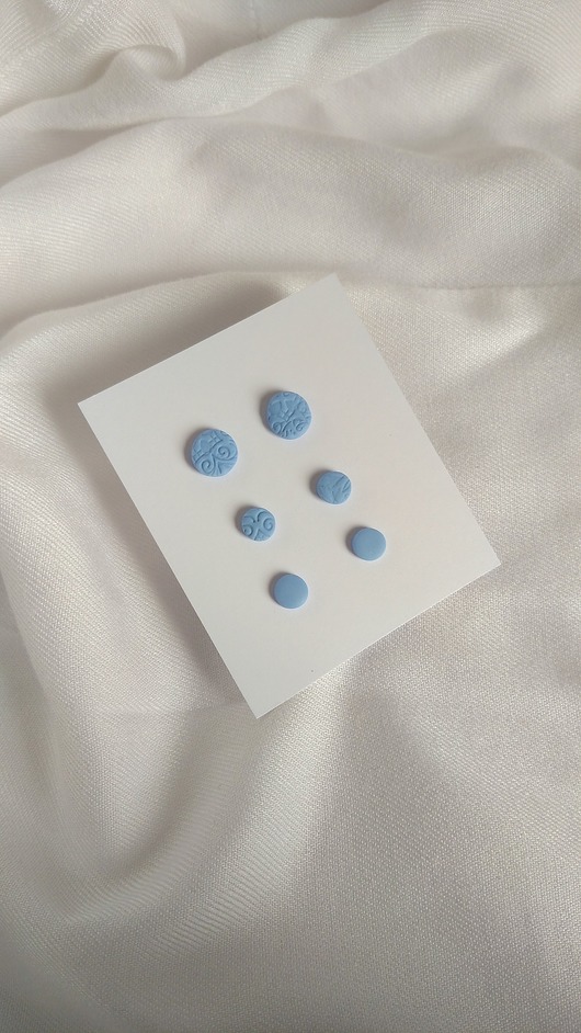 Zestaw set kolczyków baby blue niebieski mini Waszkamade
