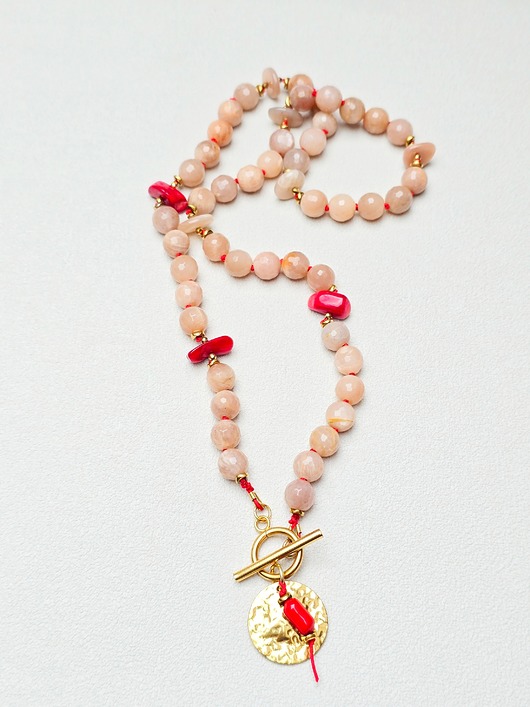 naszyjniki - inne Naszyjnik Słoneczny z Czerwonym Akcentem