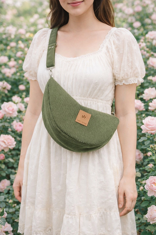 saszetka nerka Banana sztruksowa torebko nerka Khaki