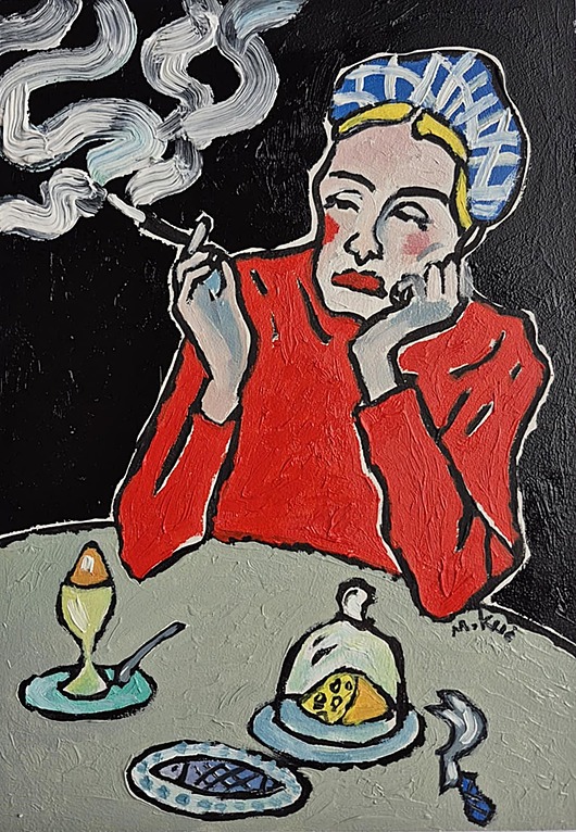 obrazy Obraz do salonu portret babci myśli unoszą się wolniej niż dym