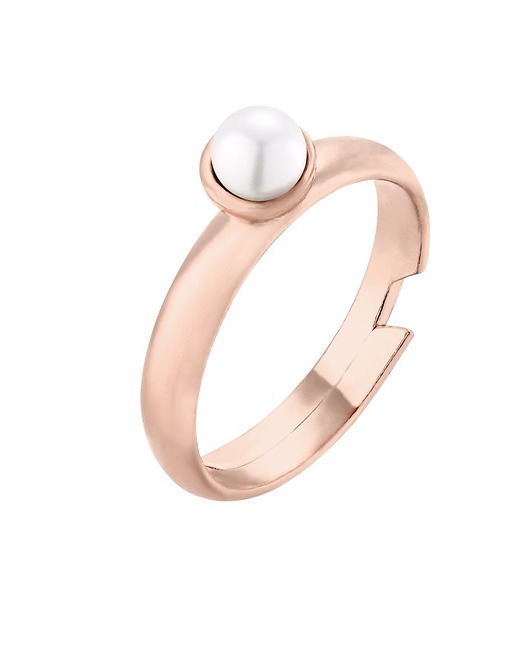 pierścionki złote Pierścionek z różowego złota z perłą White SWAROVSKI CRYSTAL