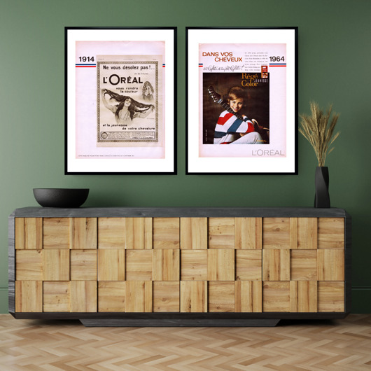 plakaty Plakat Dwie oprawione reklamy L'Oreal - z 1914 i z 1964 r