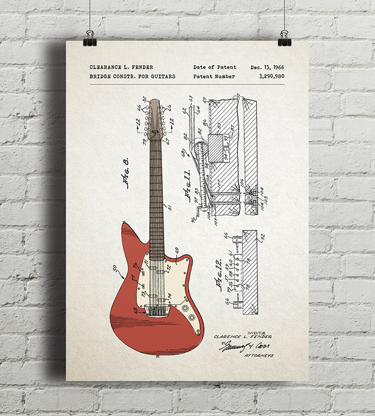 plakaty Plakat Gitara elektrycza Fender - patent