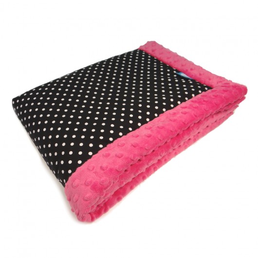 Kocyk niemowlęcy z minky grochy/fuksja GuGa DESIGN