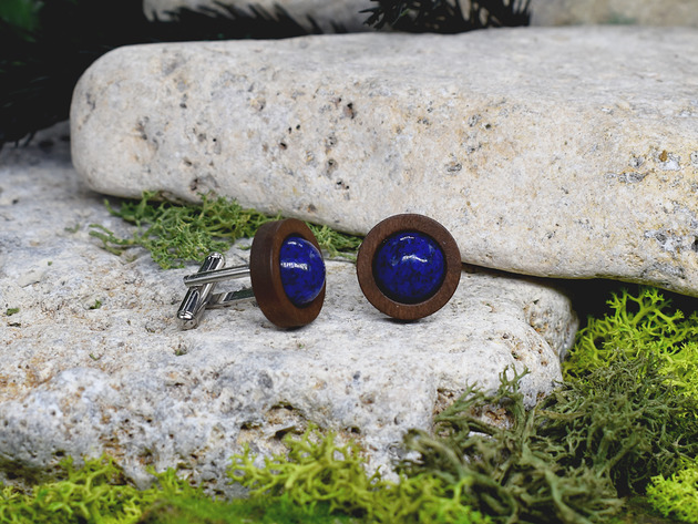 spinki do mankietów Drewniane spinki do mankietów koszuli Lapis lazuli