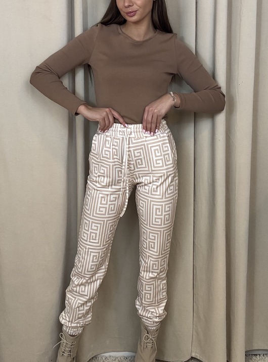 spodnie dresowe damskie Bawełniane spodnie dresowe Beige