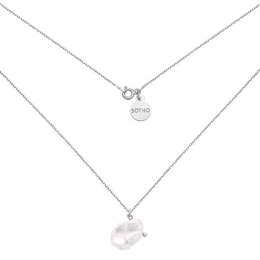 srebrne naszyjniki Srebrny naszyjnik z nieregularną perłą