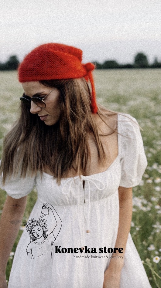 ubrania różne Chusta apaszka Febe Ręcznie robiona Red