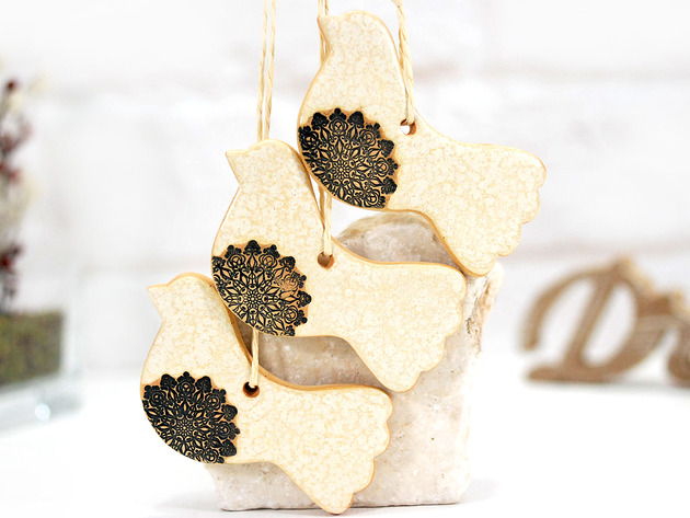 ozdoby wielkanocne Białe ptaszki ceramiczne - ozdoba wielkanocna