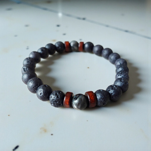 biżuteria męska Bransoletka męska lawa wulkaniczna i drewno
