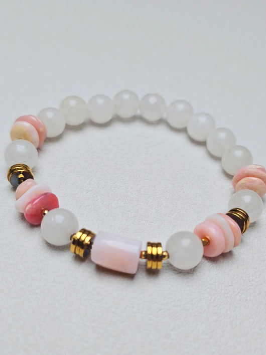 bransoletki z kamieni naturalnych Bransoletka elastyczna z różowym opalem peruwiańskim