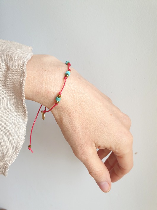 bransoletki na sznurku Bransoletka EJO sznurkowa czerwona, turkus, hematyt