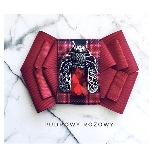 broszki Czerwona Brosza z kryształowym Owadem MEW