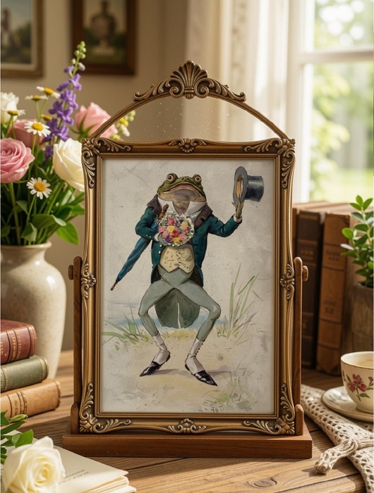 grafiki i ilustracje Pan żaba ilustracja vintage, obrazek do pokoju dziecka,