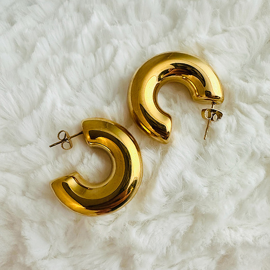 kolczyki pozłacane Złote KOLCZYKI grube koła,  modne kolczyki stal szlachetna