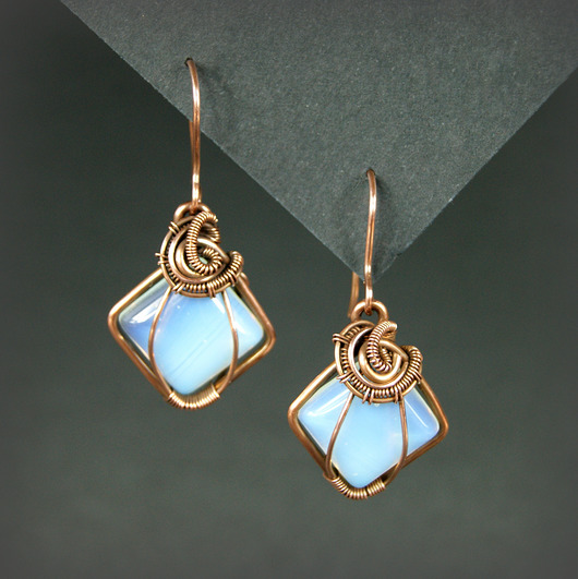 kolczyki wire wrapping Kolczyki z opalem