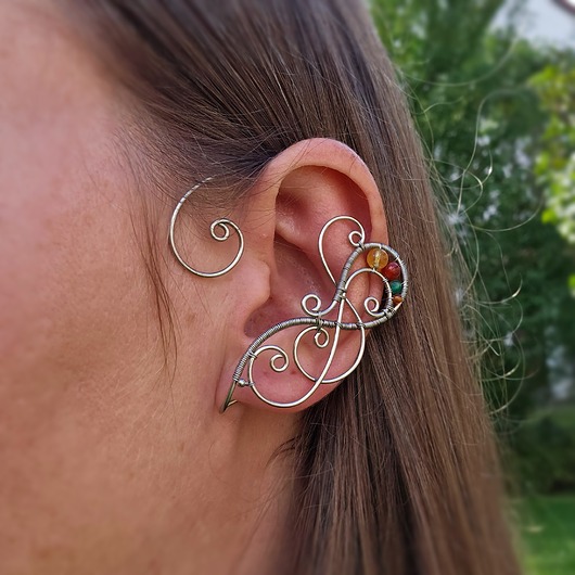 nausznice Nausznice cytryn i kolorowe agaty wire wrapping zausznice