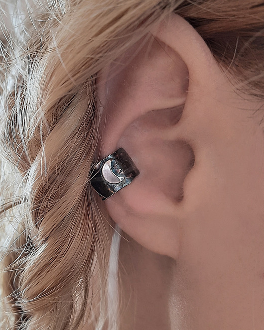 nausznice Nausznica  MOON srebro 925 oksydowane