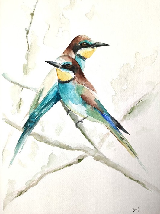 Akwarela żołny Wiktoria Borys Art