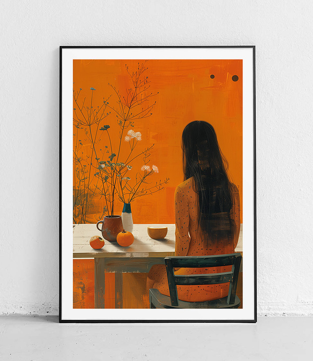 plakaty Plakat Pomarańczowe chwile przy stole