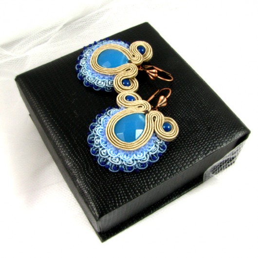 Folk soutache - beż i błekit PiLLow Design