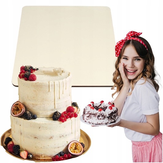 deski do krojenia i tace Taca cukiernicza Podkład pod tort prostokątny 30x40cm BIAŁY Duży Sztywny