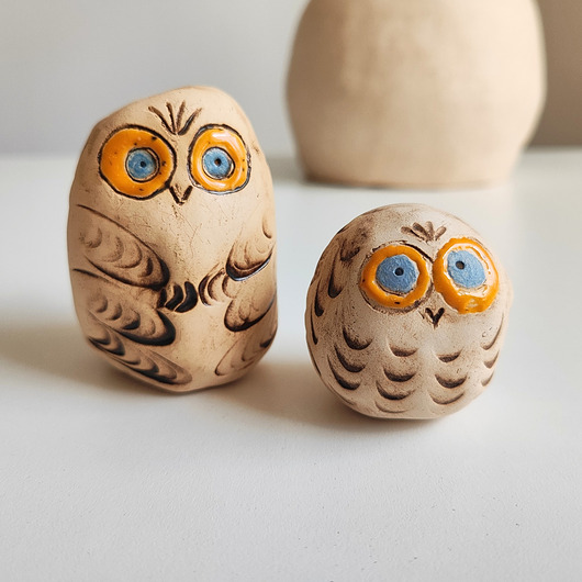 figurki i rzeźby Ceramiczne sowy, małe figurki